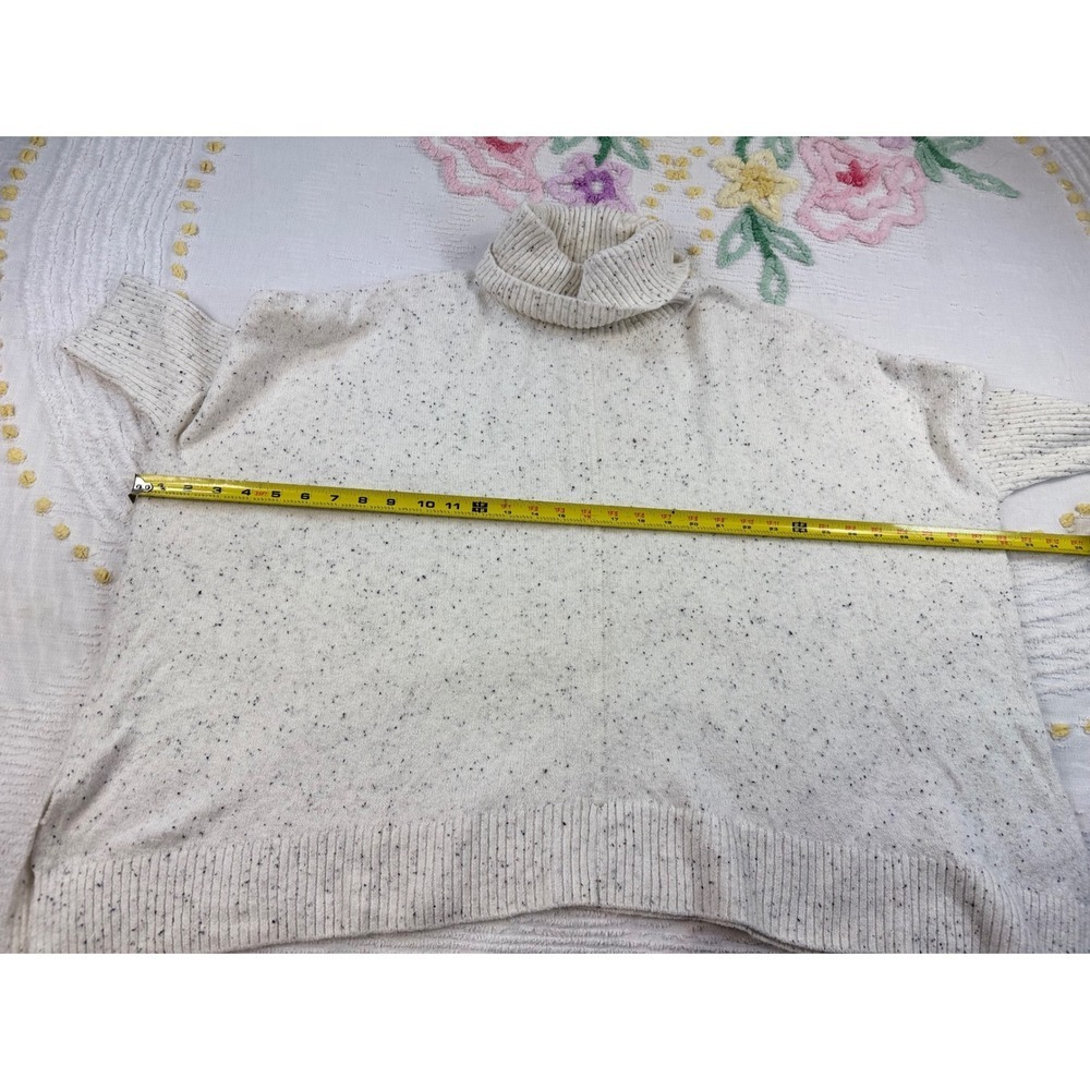 LOFT Petite Cream Speckled Knit Turtleneck Poncho Style Sweater Top - Picture 7 of 7